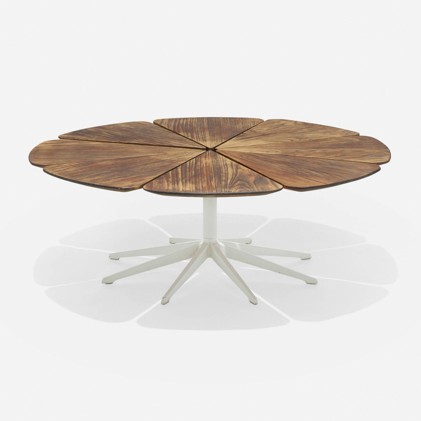 Richard Schultz, Petal coffee table: Richard Schultz Petal coffee table KnollStudioUSA, 1960 / c. 2010teak, enameled steel 15.5 h x 42.5 dia in (39 x 108 cm) Literature: Knoll Furniture: 1938-1960, R
