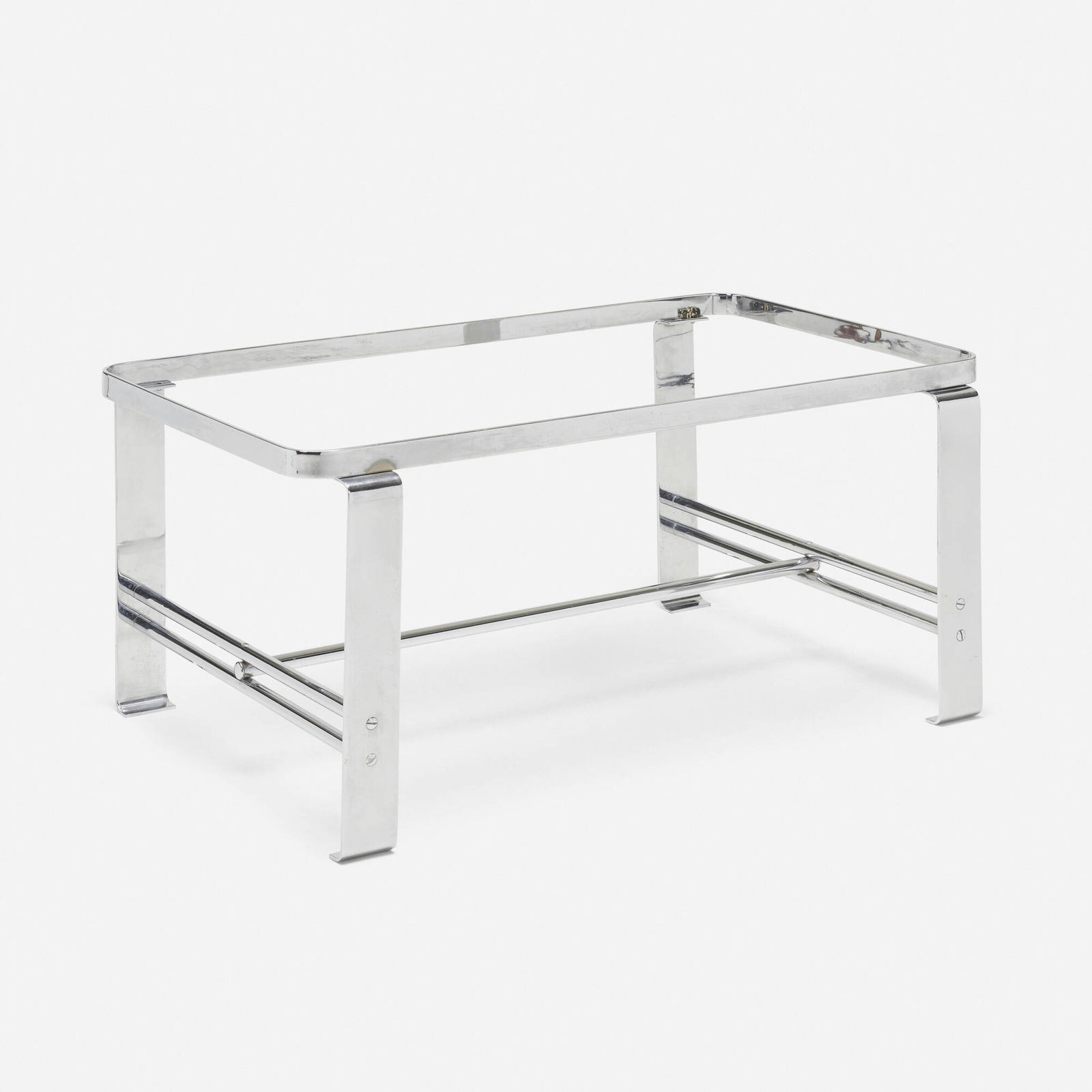 Wolfgang Hoffmann, attribution, Coffee table base: Wolfgang Hoffmann, attribution Coffee table base c. 1930chrome-plated steel 17 h x 36 w x 21.75 d in (43 x 91 x 55 cm) This work will ship from Chicago, Illinois.