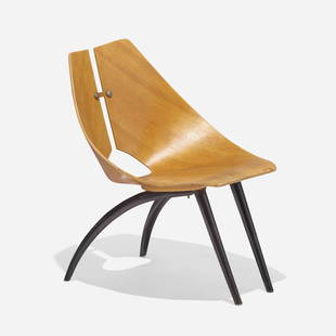 Ray Komai, Chair, model 939: Ray Komai Chair, model 939 JG Furniture CompanyUSA, 1949mahogany plywood, lacquered wood, aluminum 26.5 h x 21 w x 24.25 d in (67 x 53 x 62 cm) Literature: 1000 Chair