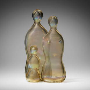 Angelo Barovier, Three figures: Angelo Barovier Three figures Barovier & TosoItaly, c. 1960iridized glass 13 h x 7.5 w x 5 d in (33 x 19 x 13 cm) Provenance: Collection of Dimitri Levas