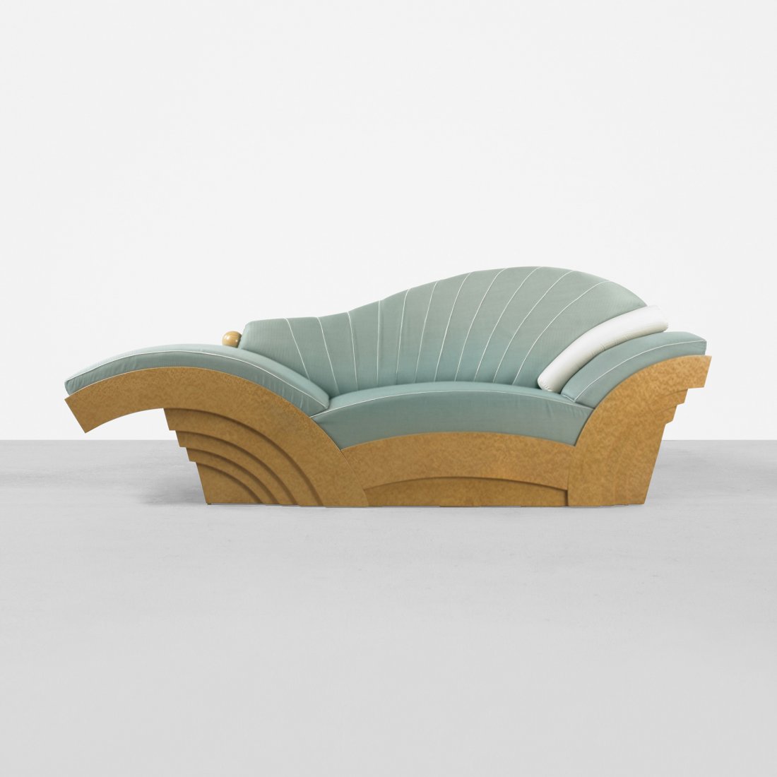 Hans Hollein Marilyn sofa: Hans Hollein Marilyn sofa Poltronova Austria, 1983 burled maple veneer, upholstery, beech 93.5 w x 34 d x 35 h inches Branded manufacturer's mark to side: [HH Poltronova]. Literature: Designed by Arch