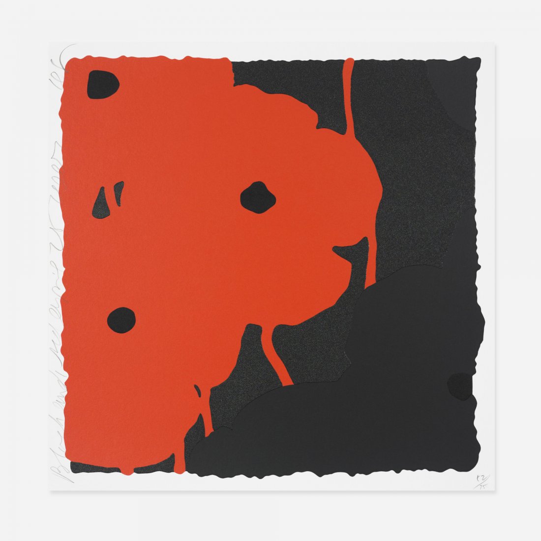 Donald Sultan Black and Red: Donald Sultan Black and Red USA, 2007 screenprint with enamel ink and flocking on paper 24 h x 24 w inches Signed, titled, dated and numbered to margin 'Black and Red April 25 2007 DS 12/75'. This wor