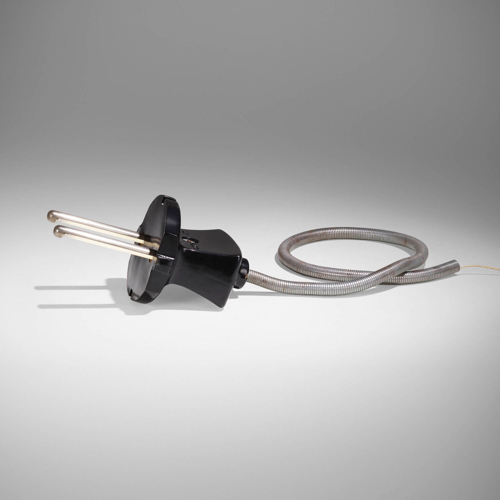 Yonel Lebovici, Fiche Male lamp: Yonel Lebovici Fiche Male lamp France, c. 1977plastic, chrome-plated steel 14.5 h x 14.5 w x 57 d in (37 x 37 x 145 cm) This early production example features plastic elements which were later