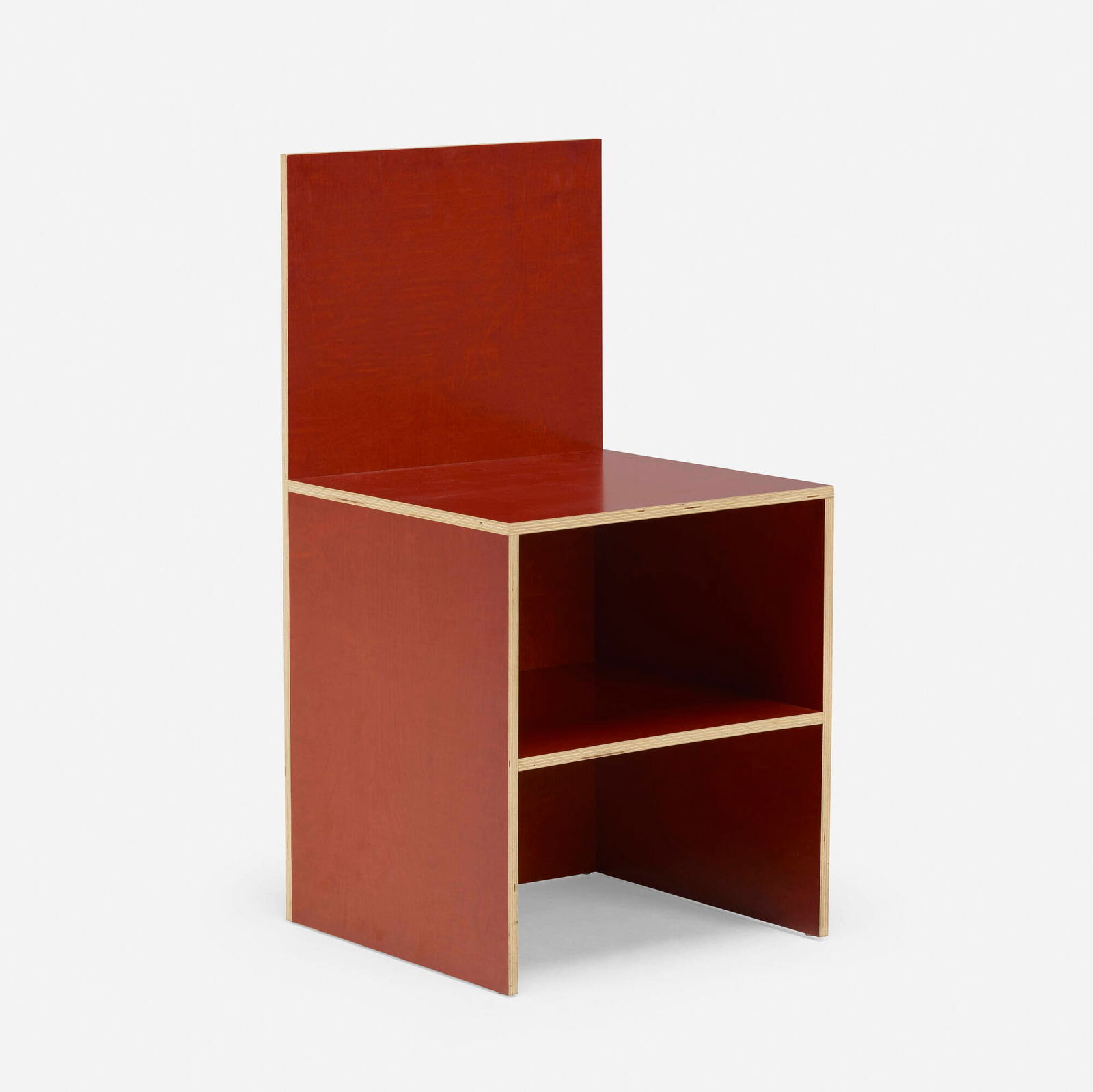 Donald Judd, No. 84 chair: Donald Judd No. 84 chair Wood & Plywood FurnitureUSA, 1991 / 2001laminate over plywood 30 h x 15 w x 15 d in (76 x 38 x 38 cm) Impressed manufacturer's mark to underside 'Judd 2001 (copy