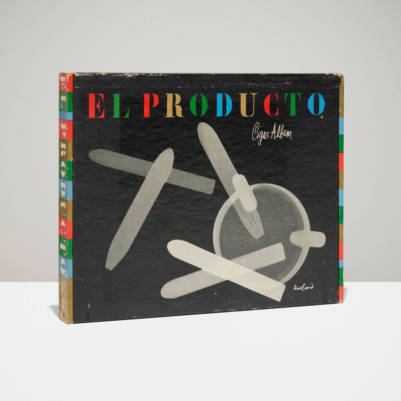 Paul Rand, El Producto cigar album: Paul Rand El Producto cigar album USA, 1952offset lithograph in colors on card-stock case 1.25 h x 11 w x 9 d in (3 x 28 x 23 cm) Printed manufacturer's mark to lower right 'Paul Rand'.