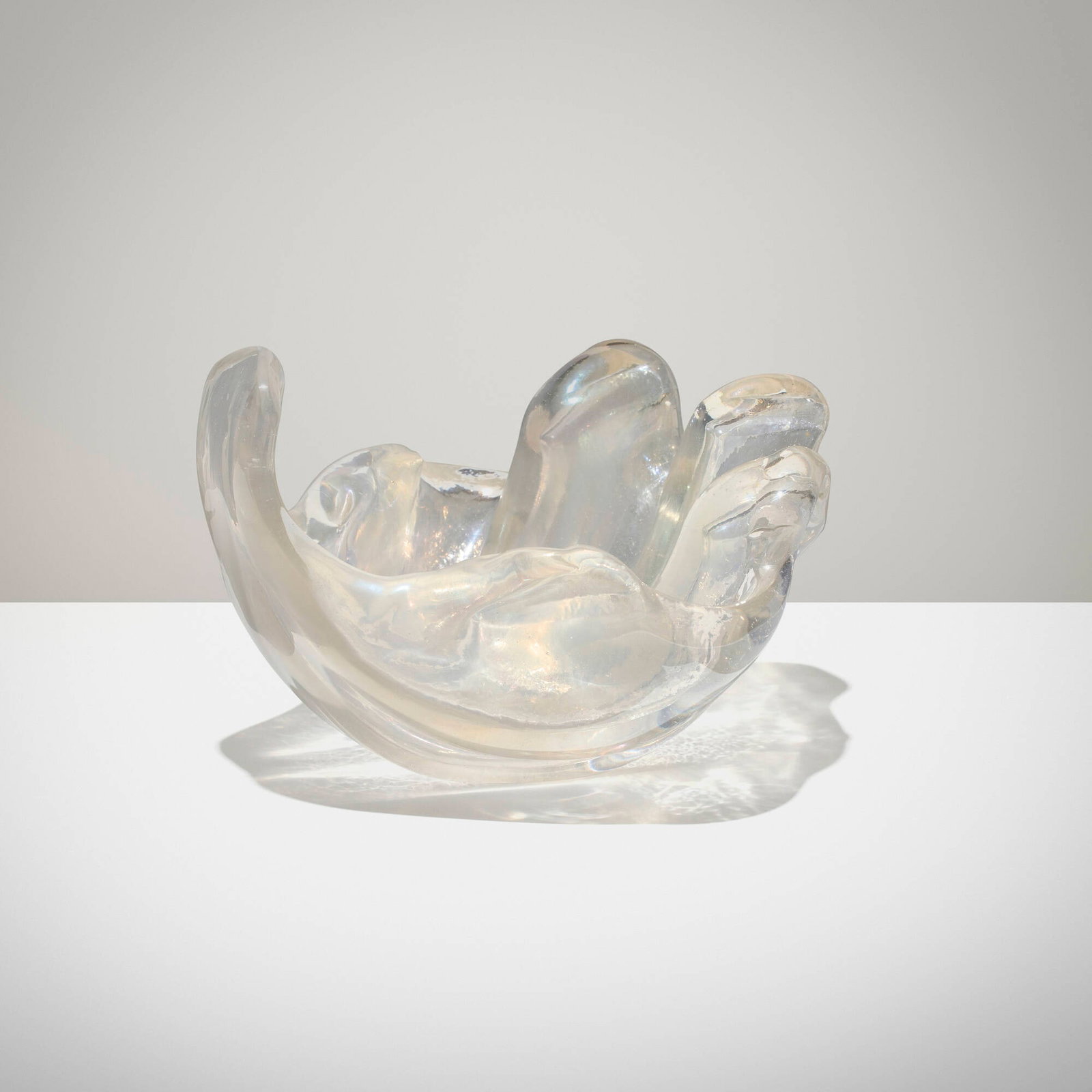 Ercole Barovier, A Grosse Costolature bowl: Ercole Barovier A Grosse Costolature bowl Barovier & Toso Italy, 1942 iridized glass 4.375 h x 6.375 w x 6.25 d in (11 x 16 x 16 cm) Literature: Venetian Art Glass: An