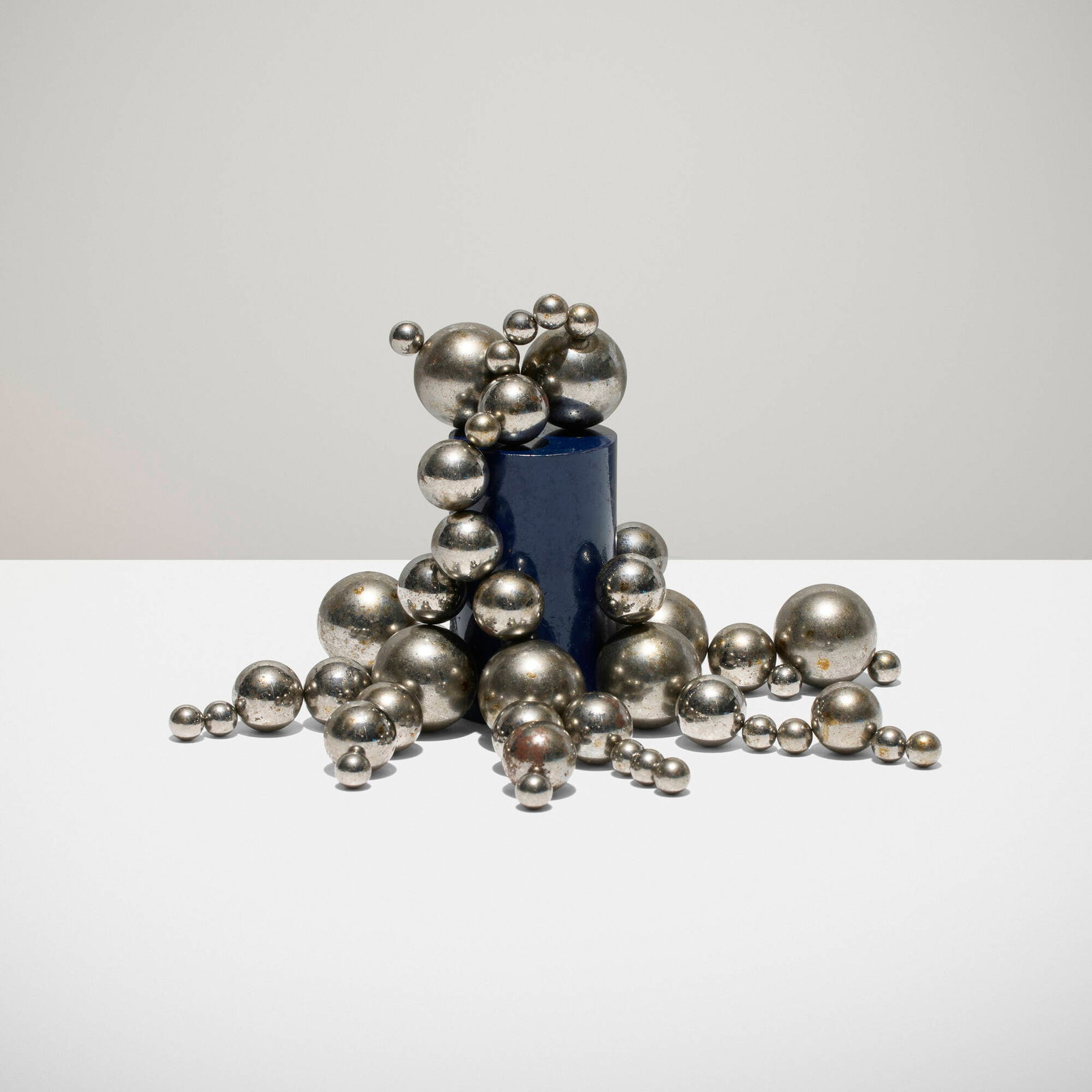 Alice Hutchins, Nebula magnet sculpture: Alice Hutchins Nebula magnet sculpture Alecto International 1971 chrome-plated and enameled steel 2.75 h x 3 w x 2.25 d in (7 x 8 x 6 cm) Printed manufacturer's mark to original packaging