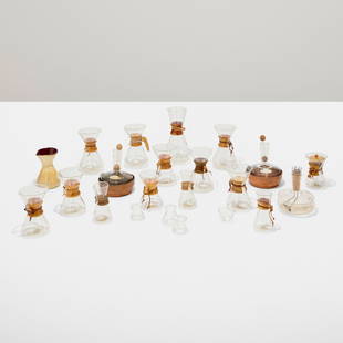 Peter Schlumbohm, Collection of tableware: Peter Schlumbohm Collection of tableware Chemex Corp.Germany, c. 1941glass, cork, copper tallest: 15.25 h x 7.5 dia in (39 x 19 cm) smallest: 5.5 h x 4 dia in (14 x 10 cm) Collection