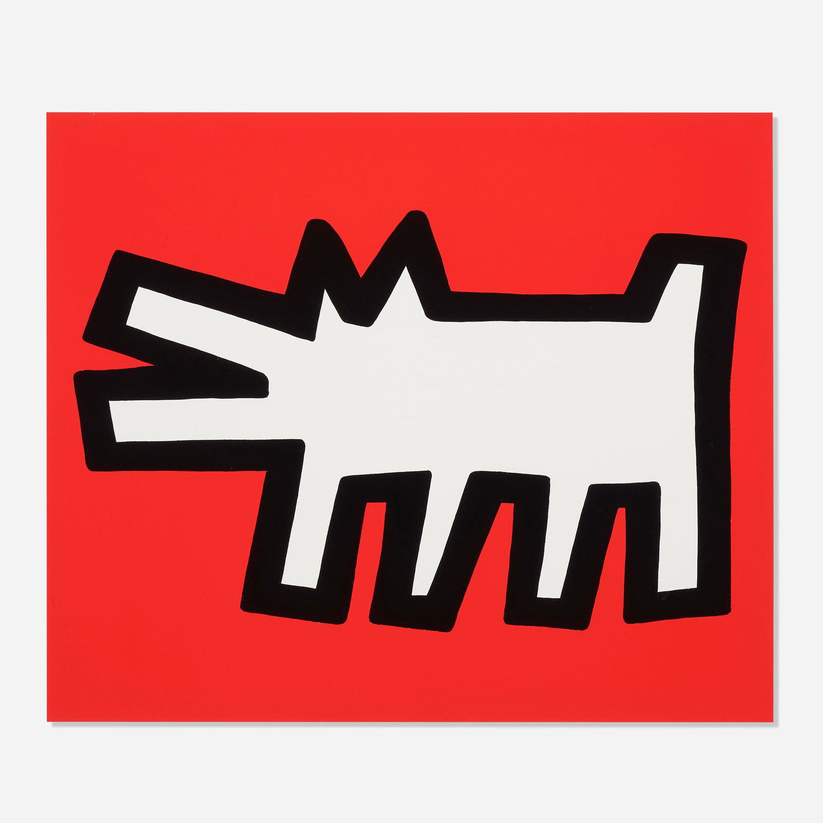 Keith Haring, Plate 2 (Barking Dog) (from the Icons series): Keith Haring Plate 2 (Barking Dog) (from the Icons series) 1990screenprint in colors with embossing on Arches Cover 21 h x 25 w in (53 x 63 cm) Publisher's blindstamp to lower left corner. Est