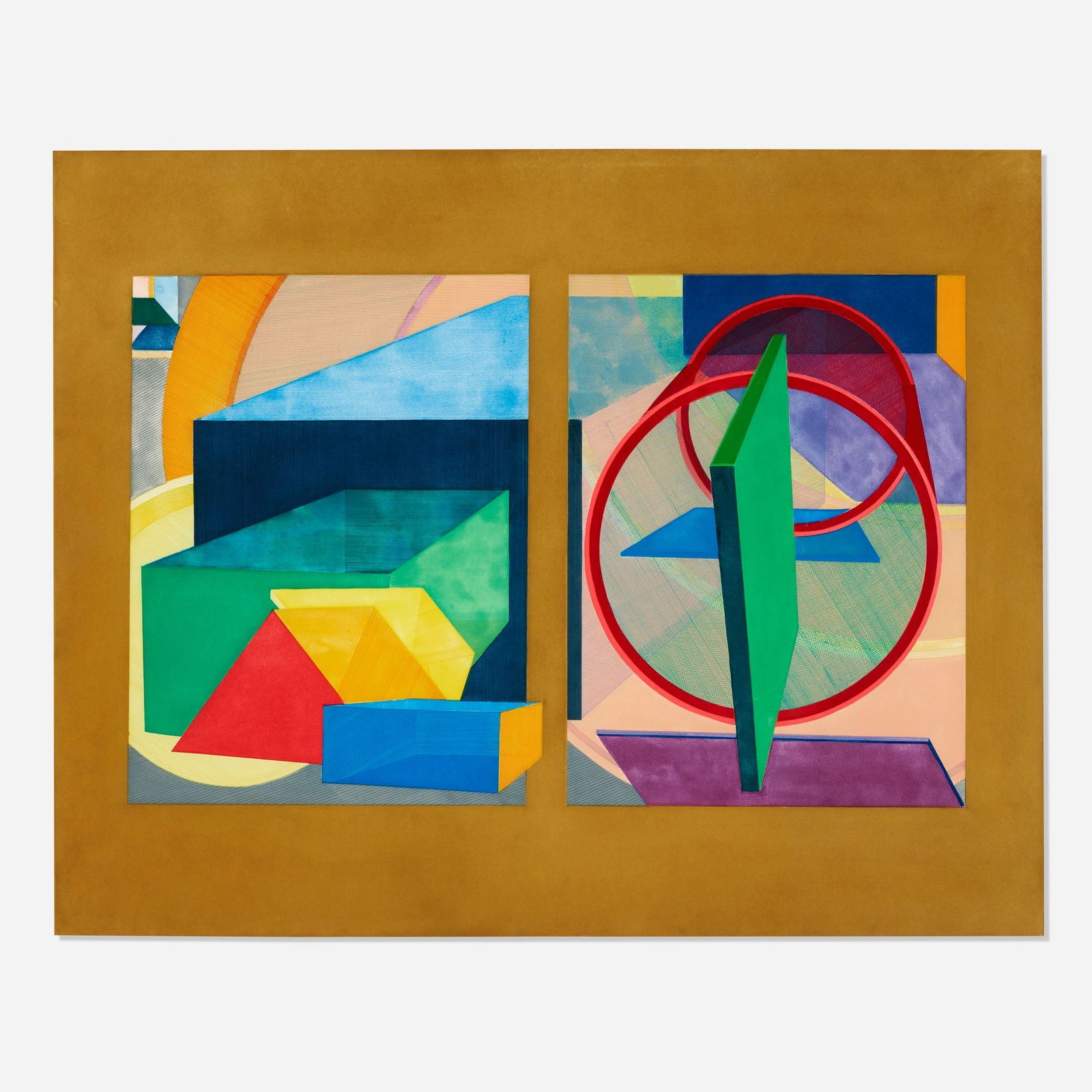 Al Held, Out and In: Al Held Out and In 1987aquatint in colors image: 35.625 h x 44.875 w in (90 x 114 cm) sheet: 40.375 h x 52.375 w in (103 x 133 cm) Signed, dated and numbered to verso 'T. P. E. Al Held 87'.