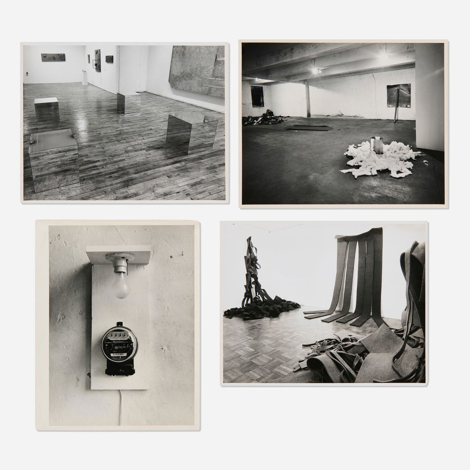 Various Artists, Robert Morris at Leo Castelli Gallery exhibition photographs (four works): Various Artists Robert Morris at Leo Castelli Gallery exhibition photographs (four works) 1963-68gelatin silver print image: 7.5 h x 9.75 w in (19 x 25 cm) sheet: 7.875 h x 10 w in (20 x 25 cm)