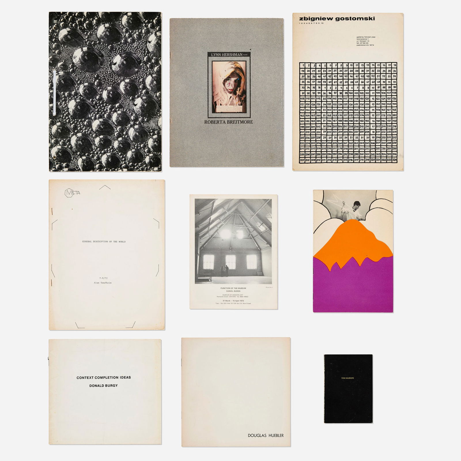 Conceptual art monographs, nine: Conceptual art monographs, nine 1964-1978bound printed paper largest: 11.625 h x 8.25 w in (30 x 21 cm) smallest: 5 h x 3.625 w in (13 x 9 cm) Complete Lot Details The Sound of Fl
