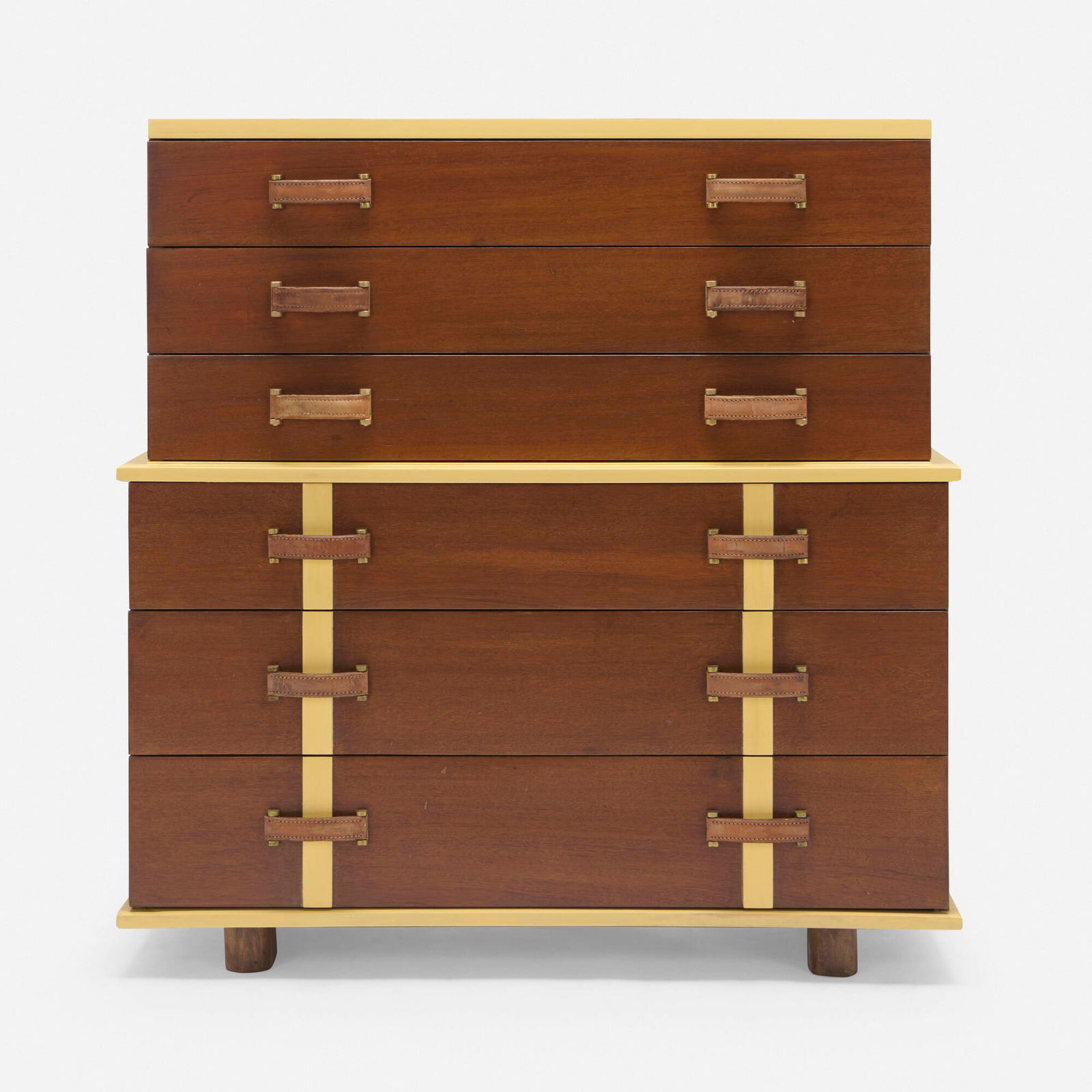Paul T. Frankl, Cabinet from the Station Wagon series: Paul T. Frankl Cabinet from the Station Wagon series Johnson Furniture CompanyUSA, c. 1945mahogany, lacquered wood, leather, brass 45 h x 43 w x 21.5 d in (114 x 109 x 55 cm)