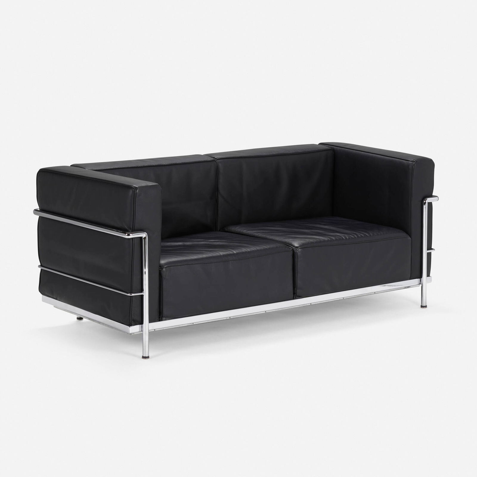 Charlotte Perriand, Pierre Jeanneret and Le Corbusier, LC2 sofa: Charlotte Perriand, Pierre Jeanneret and Le Corbusier LC2 sofa CassinaFrance / Italy, 1928 / 2001leather, chrome-plated steel 27 h x 66 w x 28.5 d in (69 x 168 x 72 cm) Paper manufacture