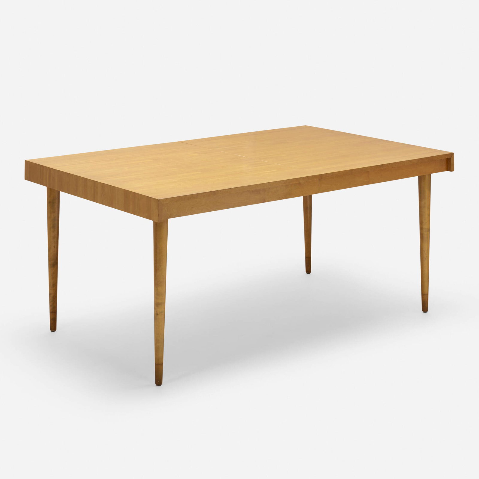 Edmond J. Spence, Dining table: Edmond J. Spence Dining table Sweden, c. 1955 birch 28.75 h x 61.75 w x 38 d in (73 x 157 x 97 cm) Sold with two 14-inch leaves; table measures 89.75 inches when fully extended. Stamped manufac