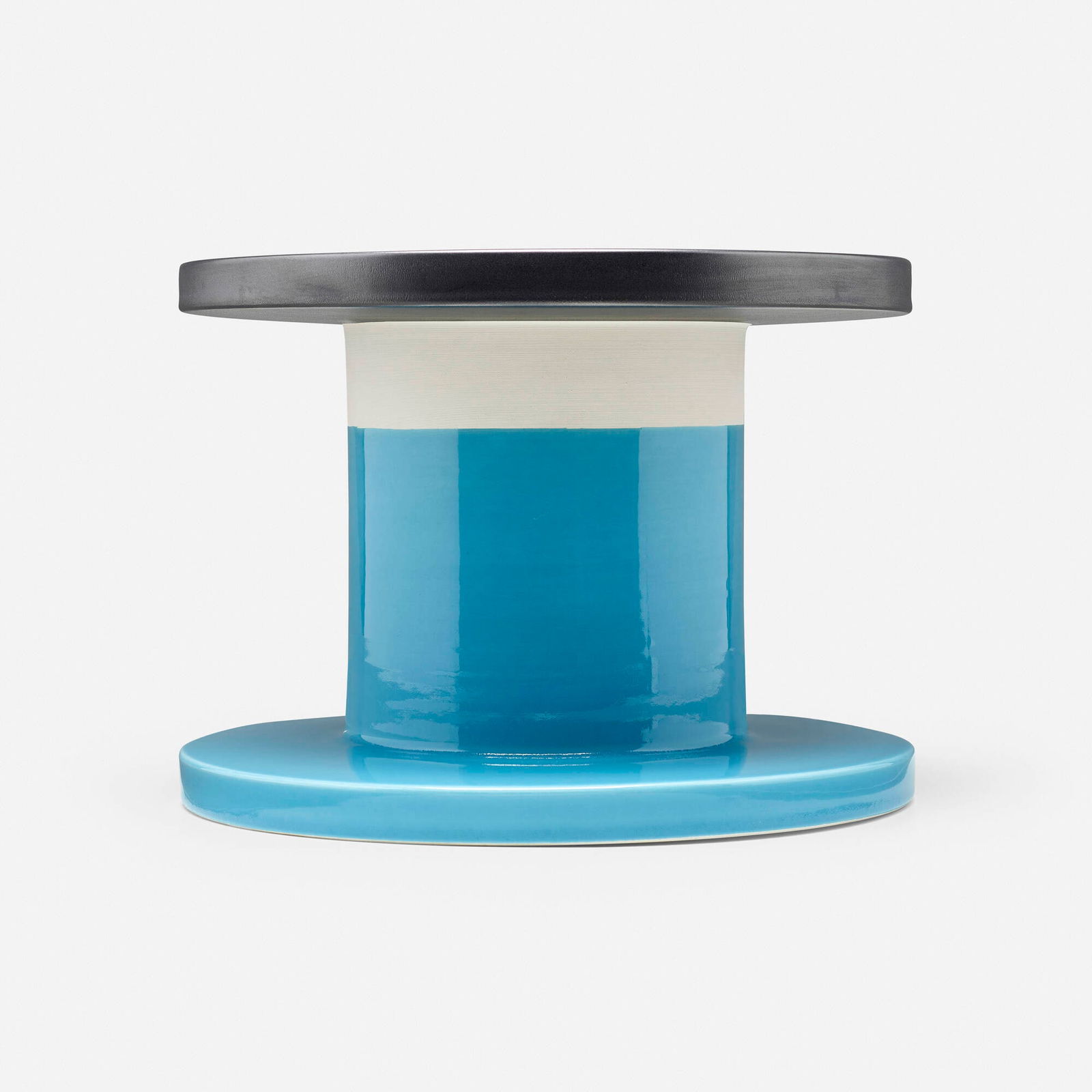 Ettore Sottsass, Spool vase: Ettore Sottsass Spool vase BitossiItaly, c. 1962glazed earthenware 8.75 h x 12 dia in (22 x 30 cm) Glazed signature and manufacturer's mark to underside 'E. Sottsass Bitossi Montelupo'.<