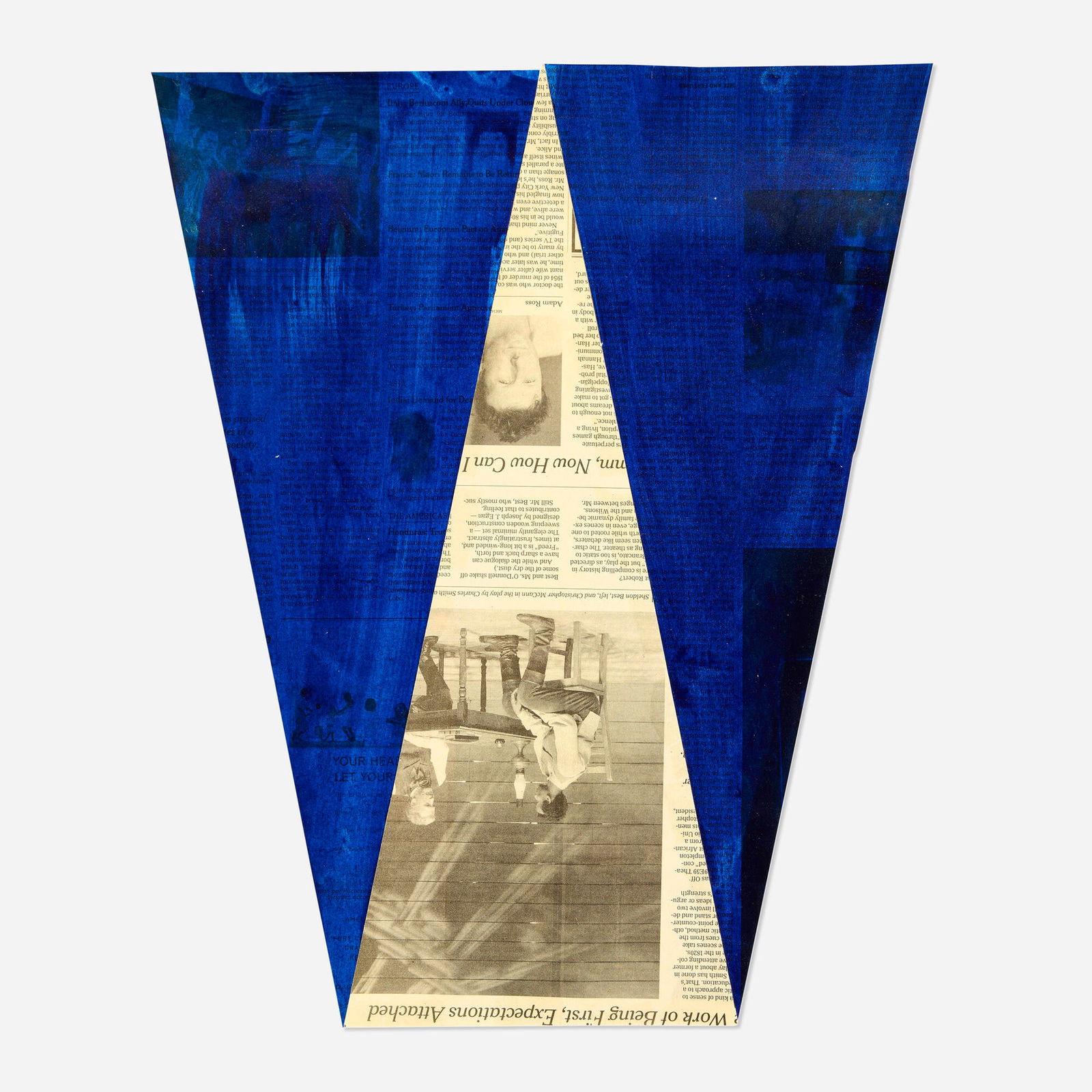 Kate Shepherd, Untitled (Pennant): Kate Shepherd Untitled (Pennant) 2010acrylic on newsprint 33.5 h x 13.875 w in (85 x 35 cm) Signed, dated and numbered to verso 'Shepherd 2010 1/1 of 20'. This work will sh