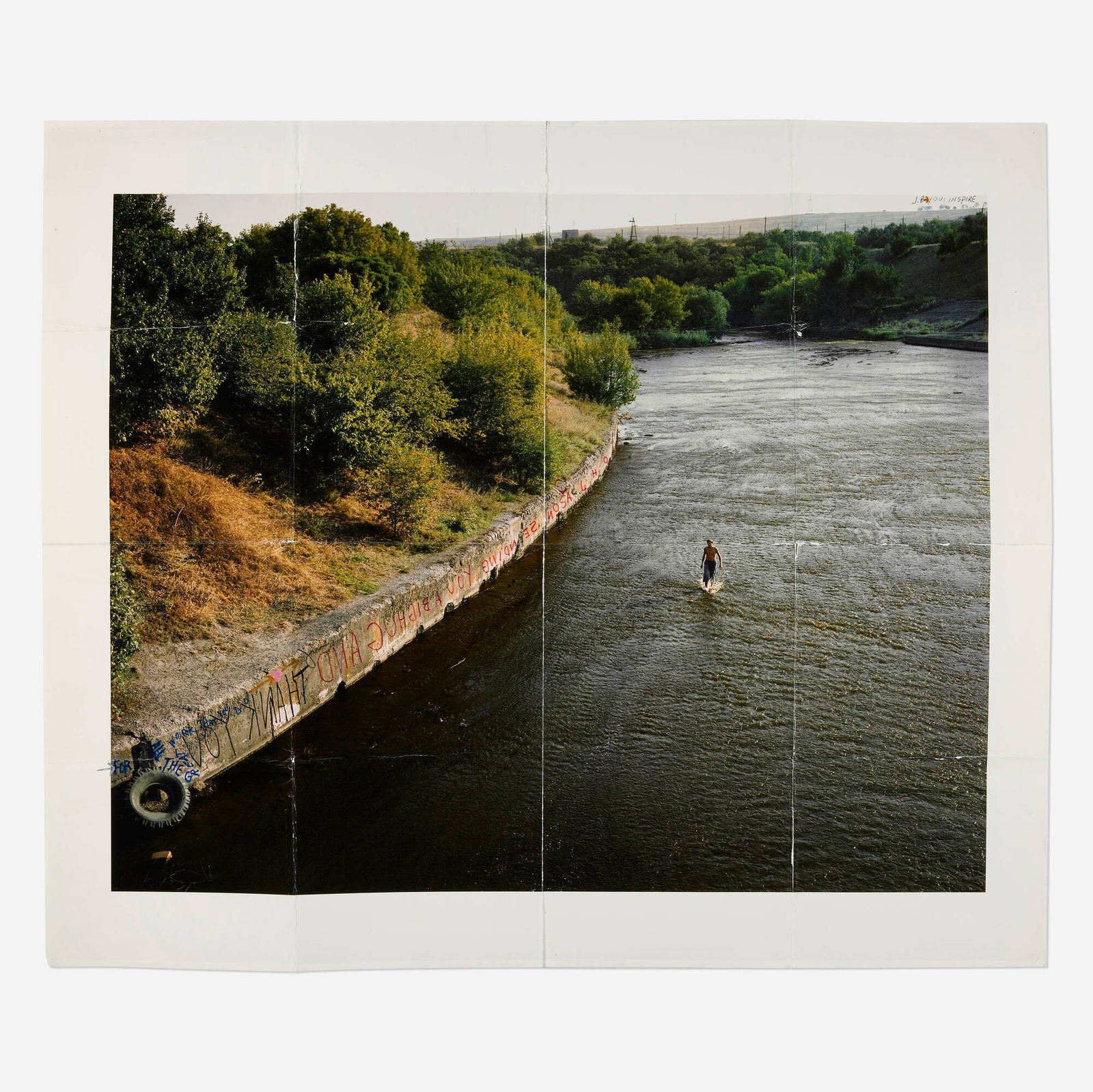 Jim Goldberg, Untitled: Jim Goldberg Untitled folded C-print image: 19.125 h x 24 w in (49 x 61 cm) sheet: 23.25 h x 27.375 w in (59 x 70 cm) Signed and inscribed 'Oh Jason a big hug and thank you for all the hard work