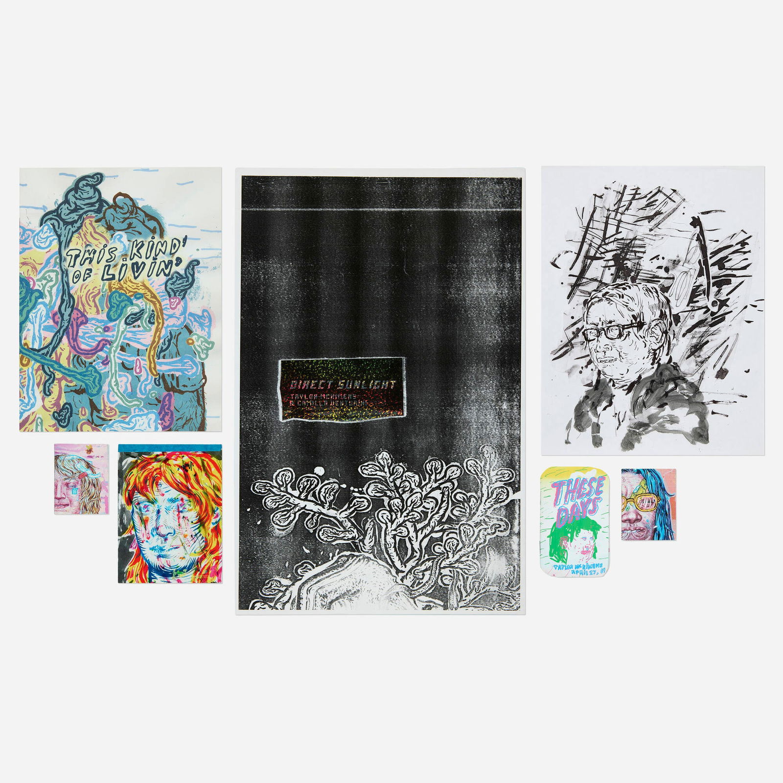 Taylor McKimens, Art and artist's books: Taylor McKimens Art and artist's books 2008-2014bound printed paper, ink and collage on paper largest: 17 h x 11 w x 0.25 d in (43 x 28 x 1 cm) smallest: 2.75 h x 2 w x 0.25 d in (7 x 5 x 1 cm)