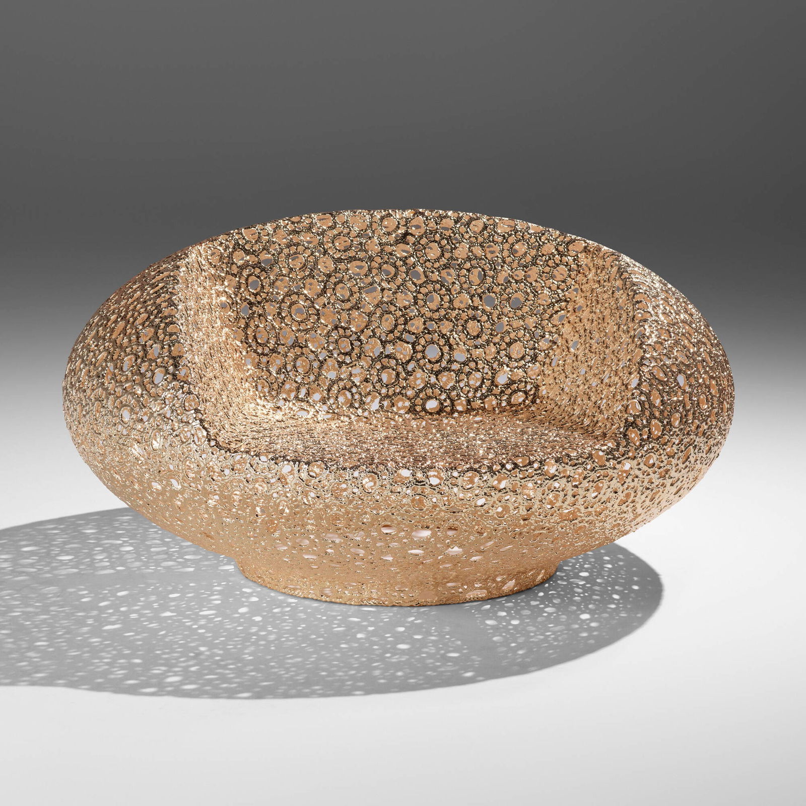 Marcel Wanders, Bon Bon Gold chair from the Personal Edition series: Marcel Wanders Bon Bon Gold chair from the Personal Edition series The Netherlands, 2010crocheted rope, resin, precious metal 23 h x 39 w x 39 d in (58 x 99 x 99 cm) Brass manufacturer's label
