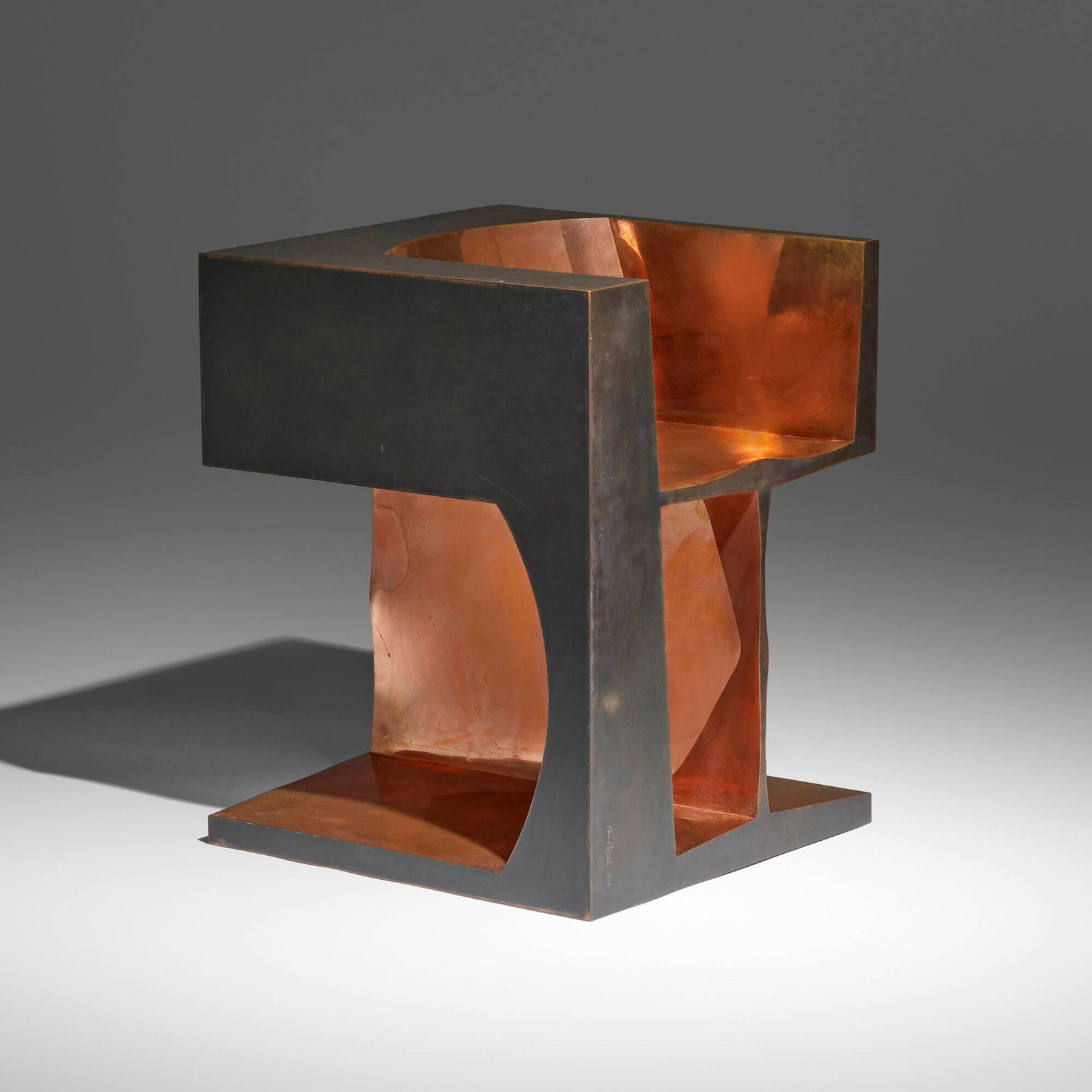 Ron Arad, 2RNot chair: Ron Arad 2RNot chair United Kingdom, 2012polished and blackened copper 30 h x 24 w x 24 d in (76 x 61 x 61 cm) Incised signature and number to lower edge 'Ron Arad 8/20'. This work is number 8