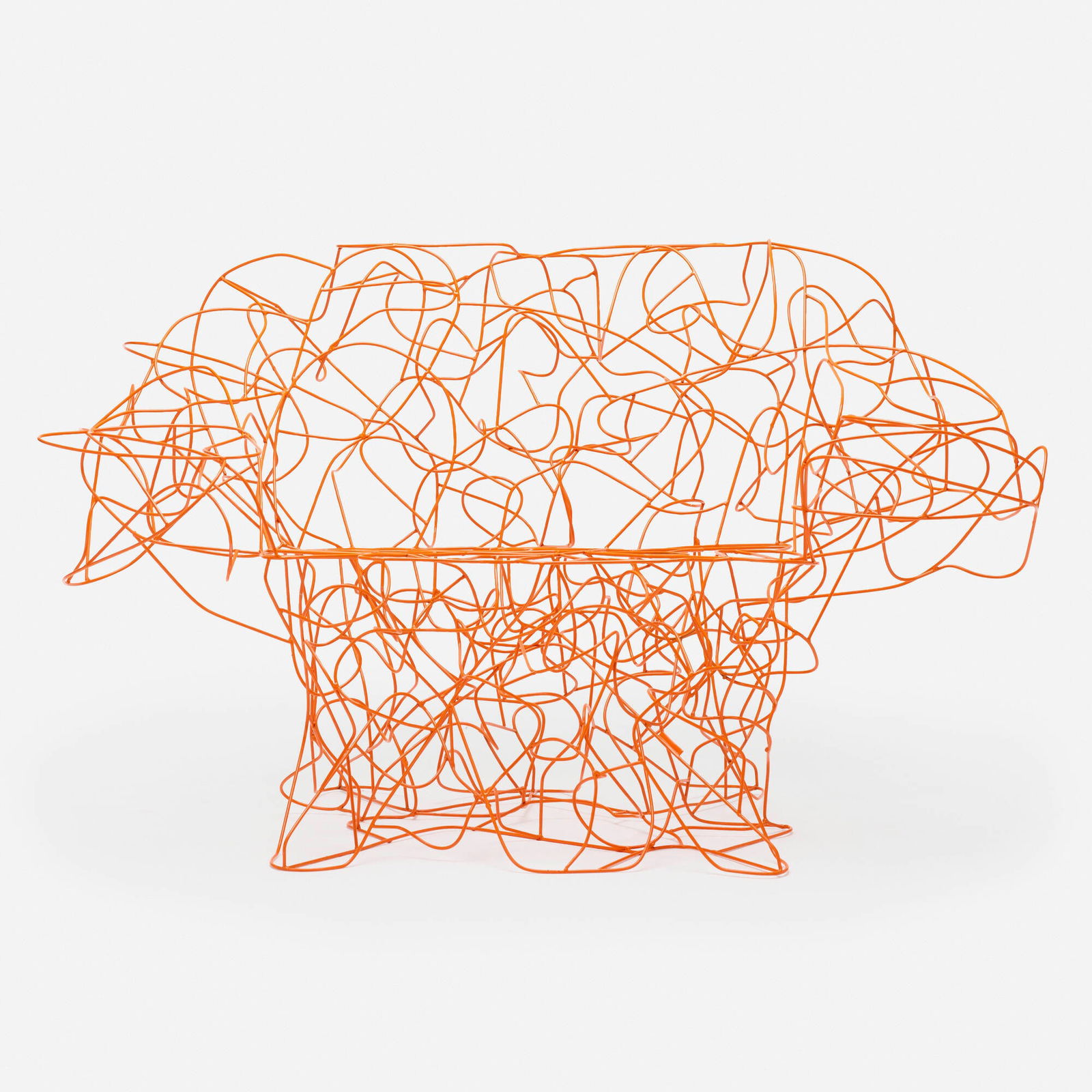 Fernando and Humberto Campana, Corallo armchair: Fernando and Humberto Campana Corallo armchair EdraBrazil / Italy, 2004 / c. 2018epoxy-painted steel wire 36 h x 59 w x 37 d in (91 x 150 x 94 cm) Overpainted metal manufacturer's label