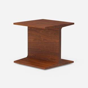 Matthew Hilton, I-Beam side table: Matthew Hilton I-Beam side table De La EspadaUnited Kingdom / Portugal, 21st centurywalnut 15.3 h x 15.75 w x 15.75 d in (39 x 40 x 40 cm) Metal tag studio label to underside 'Matthew Hi