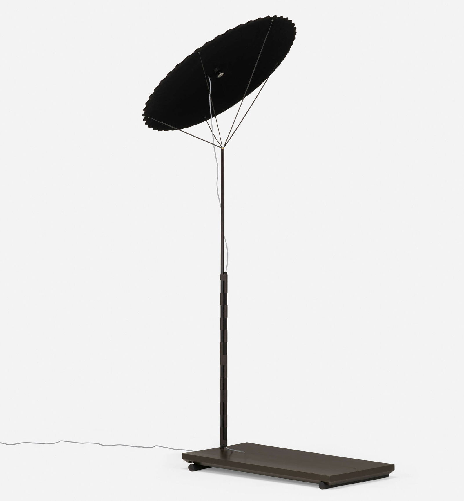 Studio Wieki Somers, Chuugi floor lamp: Studio Wieki Somers Chuugi floor lamp Edition Galerie kreoThe Netherlands, 2013flocked carbon fiber, blackened steel, anodized aluminum, lacquered wood 96 h x 36 w x 43.5 d in (244 x 91 x 110 c