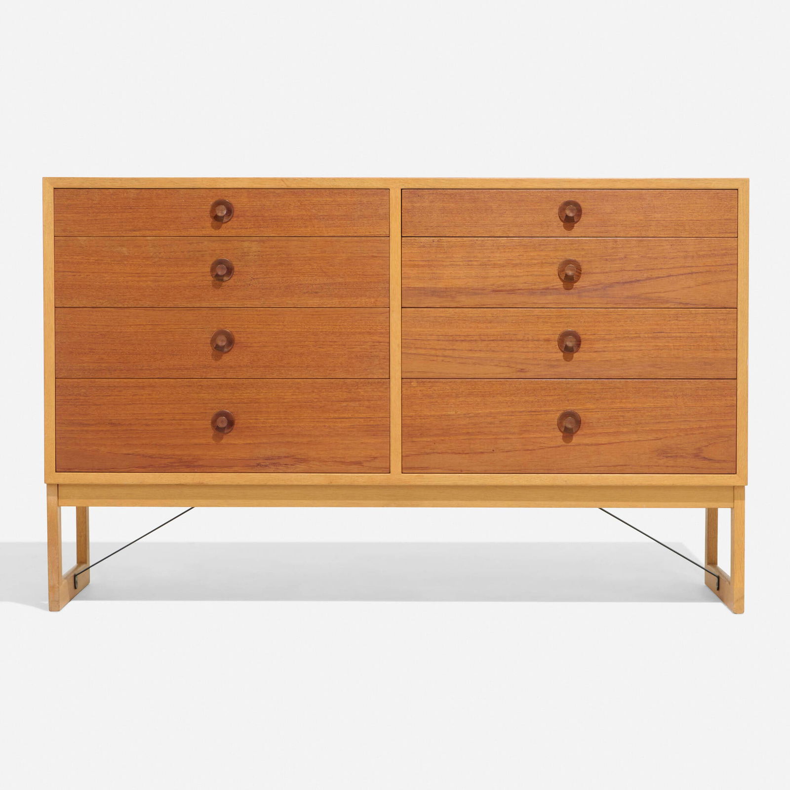 Borge Mogensen, Cabinet: Borge Mogensen Cabinet Karl Andersson & SonerDenmark / Sweden, c. 1955oak, teak, steel 33 h x 53 w x 19 d in (84 x 135 x 48 cm) Cabinet features eight drawers. This w