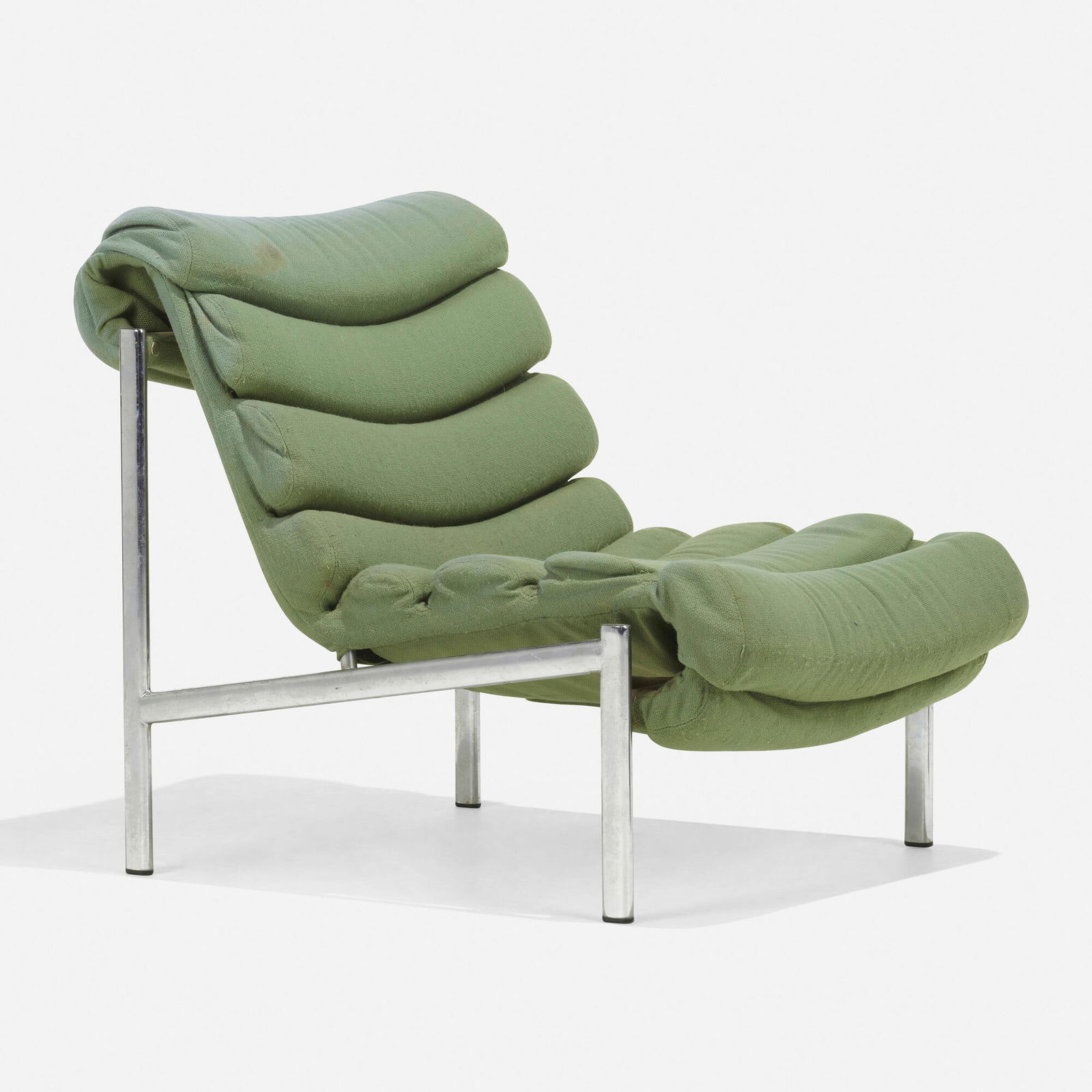 Ilmari Tapiovaara, Kiki Moka lounge chair: Ilmari Tapiovaara Kiki Moka lounge chair Merivaara Ltd.Finland, 1970chrome-plated steel, upholstery 26 h x 23.5 w x 31 d in (66 x 60 x 79 cm) Provenance: Collection of t