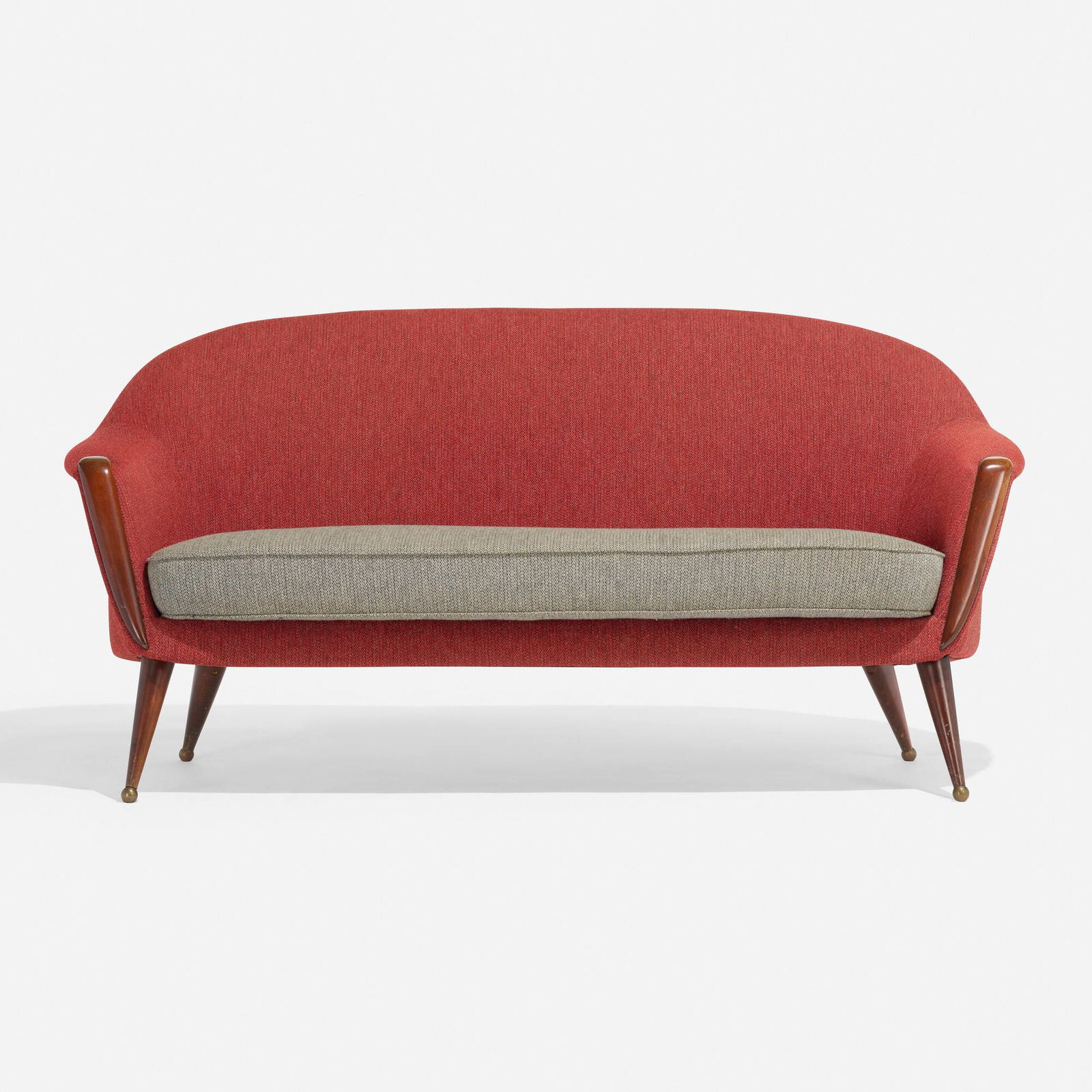 Folke Jansson, Orion sofa: Folke Jansson Orion sofa S.M. WincrantzSweden, c. 1955upholstery, stained beech, brass 30.5 h x 60 w x 30 d in (77 x 152 x 76 cm) This work will ship from Chicago, Illinois.
