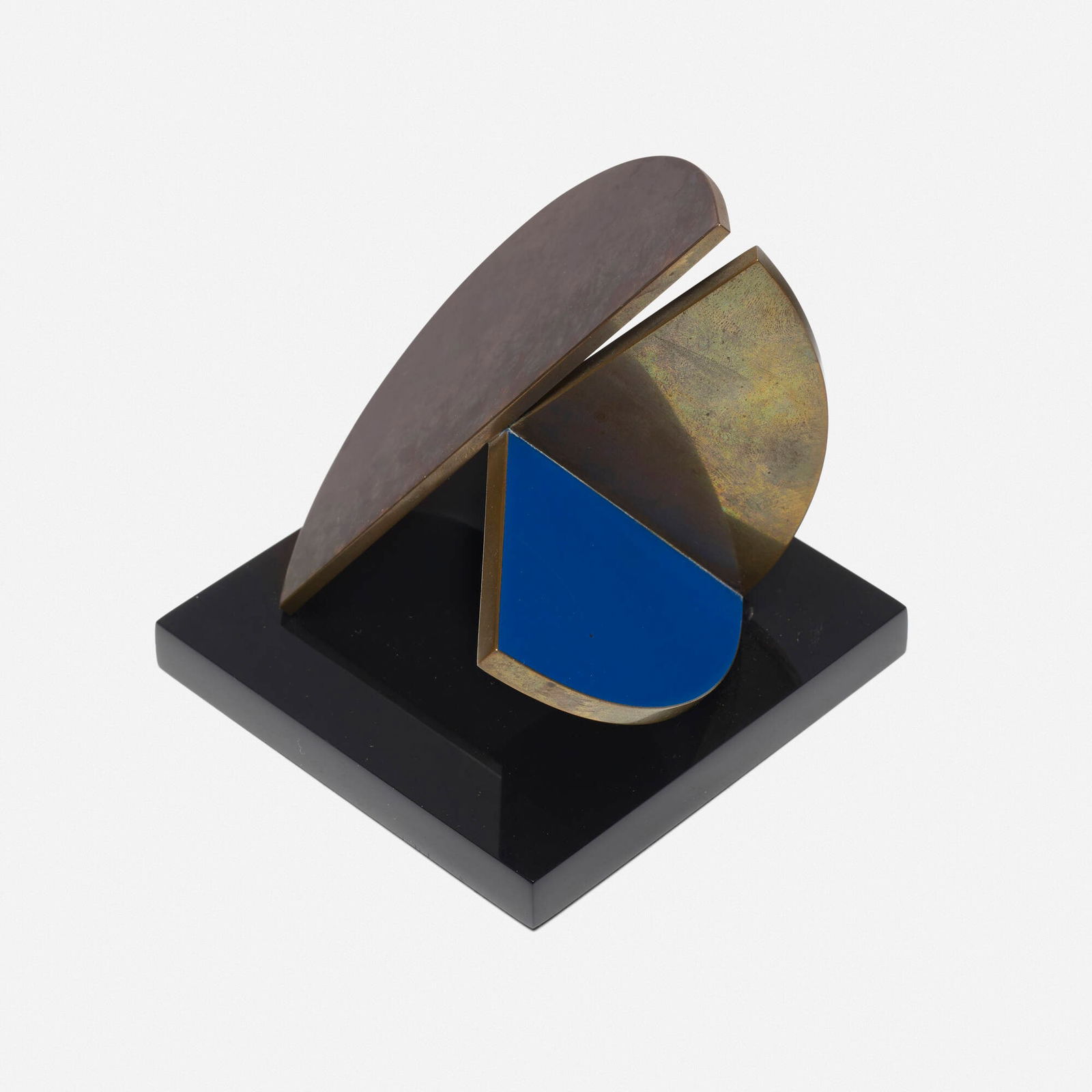 Fletcher Benton, Untitled: Fletcher Benton Untitled 1978bronze, enameled bronze, patinated bronze 4.25 h x 4 w x 4 d in (11 x 10 x 10 cm) Signed and dated to edge 'Fletcher Benton 1978'. Provenance: