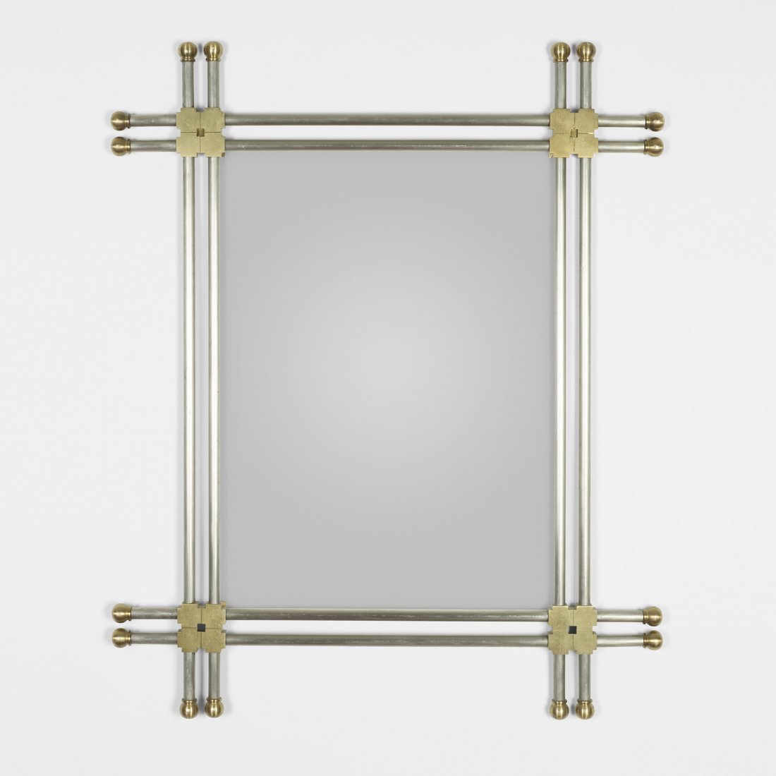 John Vesey custom mirror: John Vesey custom mirror John Vesey, Inc. USA, c. 1960 aluminum, brass, mirrored glass 37 w x 1.5 d x 45 h inches Provenance: Private collection, New York