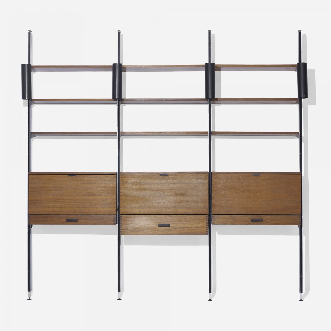 George Nelson & Associates CSS: George Nelson & Associates CSS (Comprehensive Storage System) Herman Miller USA, 1959 walnut, enameled aluminum, enameled steel, laminate 99 w x 19.5 d x 95.5 h inches This CSS unit is comprised of fi