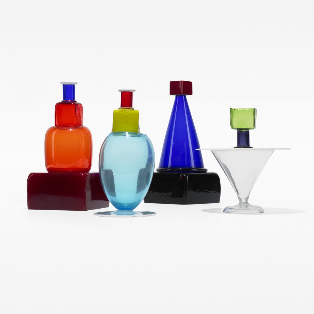 Marco Zanini collection of four vessels: Marco Zanini collection of four vessels Compagnia Vetraria Muranese or Toso Vetri D'Arte for Memphis Italy, 1986 glass 8.5 dia x 18.25 h inches Collection includes (from left to right): Kita, Chiri, M