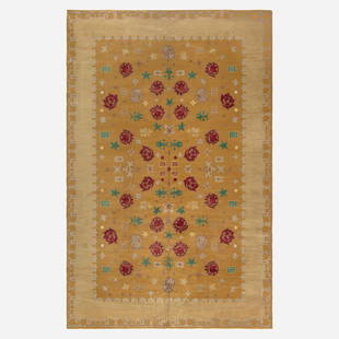 Paule Leleu, Art Deco pile carpet: Paule Leleu Art Deco pile carpet France, c. 1950hand-knotted wool 118 w x 177 l in (300 x 450 cm) This work will ship from Lambertville, New Jersey.