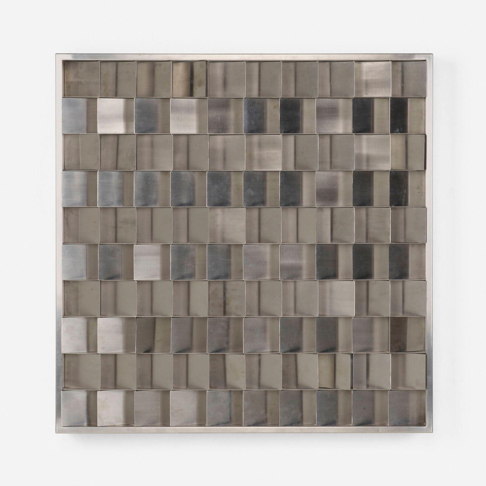 Gianfranco Fini, Programma wall lamp: Gianfranco Fini Programma wall lamp New Lamp Co.Italy, c. 1970stainless steel, methacrylate plastic 41 h x 41 w x 6 d in (104 x 104 x 15 cm) Literature: Light, Lamps