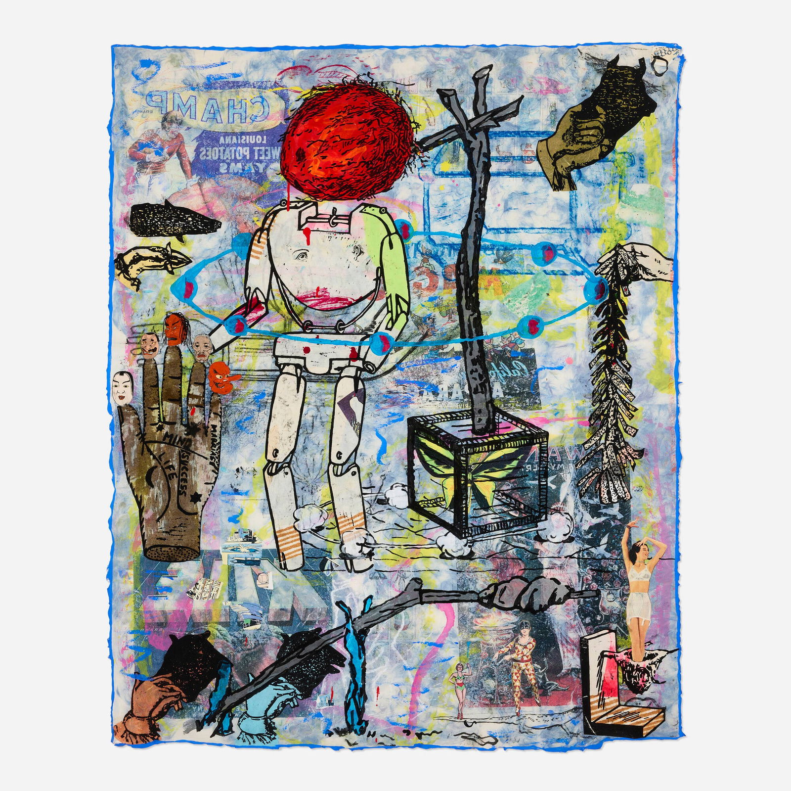 Jane Hammond, Red Head: Jane Hammond Red Head 1995mixed media on rice paper 37.125 h x 30 w in (94 x 76 cm) Provenance: Zolla Lieberman Gallery, Chicago | Collection of Michael and Sandra Perlow