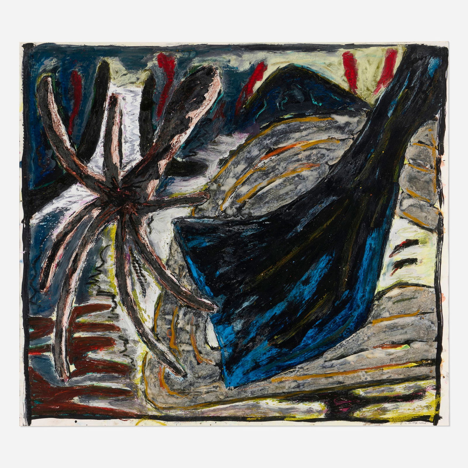 Gregory Amenoff, On Loop Road: Gregory Amenoff On Loop Road 1983mixed media on paper sight: 37 h x 41.25 w in (94 x 105 cm) Signed to lower right margin 'Gregory Amenoff'. Sold with an invoice from Betsy Rosenfield Gallery,