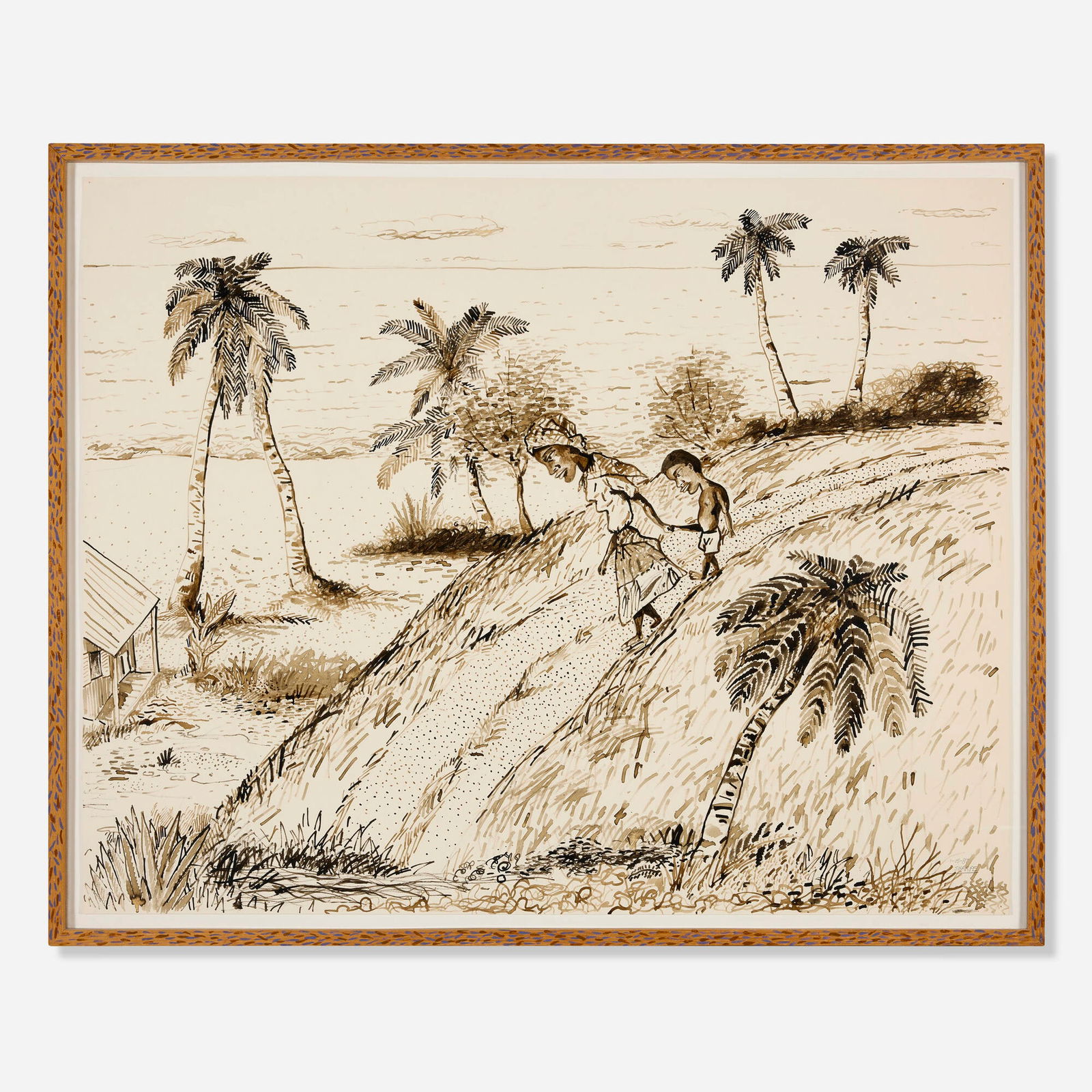 David Sharpe, Untitled: David Sharpe Untitled 1987ink on Strathmore in artist's frame 25 h x 31 w x 1.125 d in (63 x 79 x 3 cm) Signed and dated to lower right '1-15-Sharpe'. Inscribed to verso '23 x 29 1-15-87'.