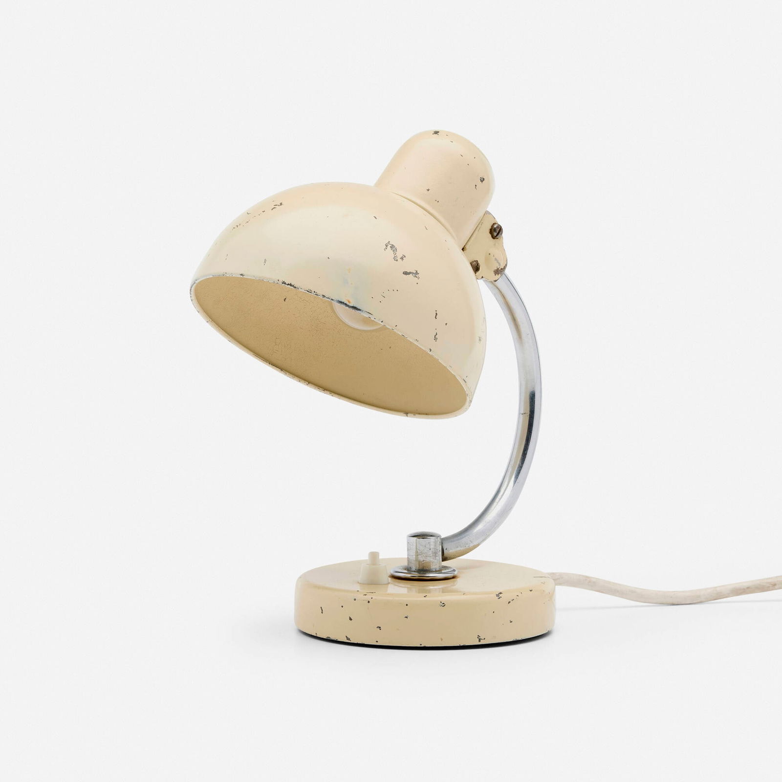 Christian Dell, Table lamp, model 6722: Christian Dell Table lamp, model 6722 Kaiser IdellGermany, 1933lacquered steel, chrome-plated brass, plastic 10 h x 6 w x 8.5 d in (25 x 15 x 22 cm) Molded manufacturer's mark to shade '