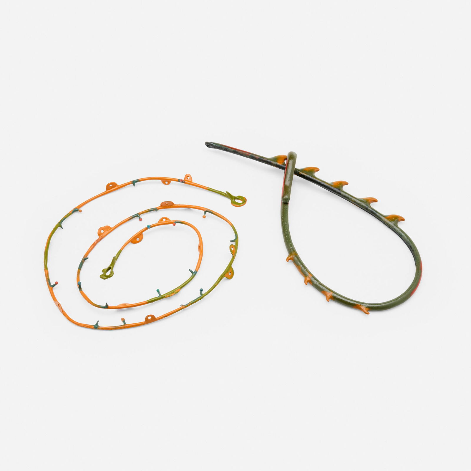 Gaetano Pesce, Belts, set of two: Gaetano Pesce Belts, set of two Fish DesignItaly / USA, c. 2000resin 3.25 w x 1.5 d x 48.5 l in (8 x 4 x 123 cm) 1.5 w x 1.25 d x 91.5 l in (4 x 3 x 232 cm) Molded manufacturer's mark