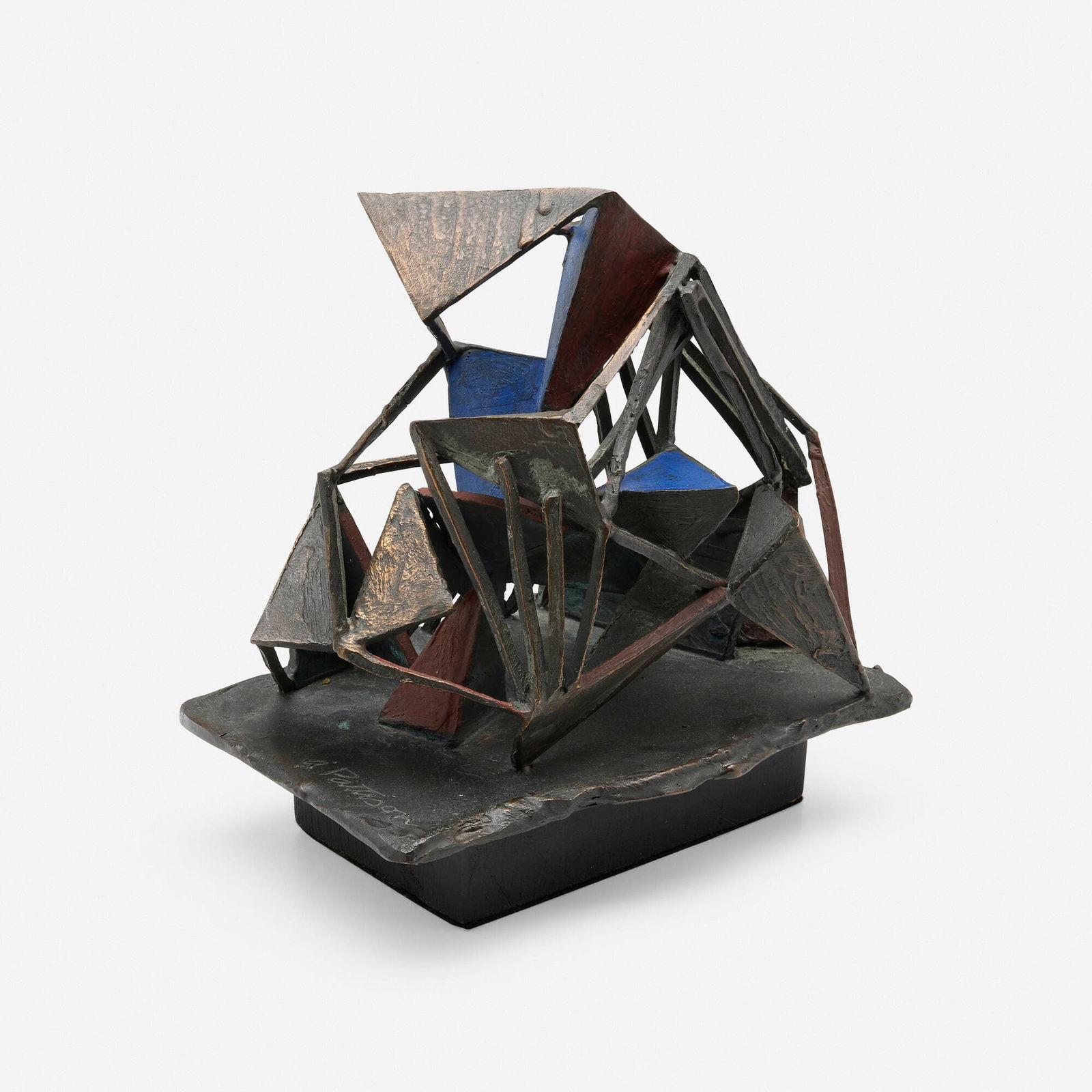 Abbott Pattison, Untitled: Abbott Pattison Untitled c. 1960painted and patinated bronze 7.875 h x 7.5 w x 5.375 d in (20 x 19 x 14 cm) Incised signature to edge 'A. Pattison'. Provenance: Arts 22