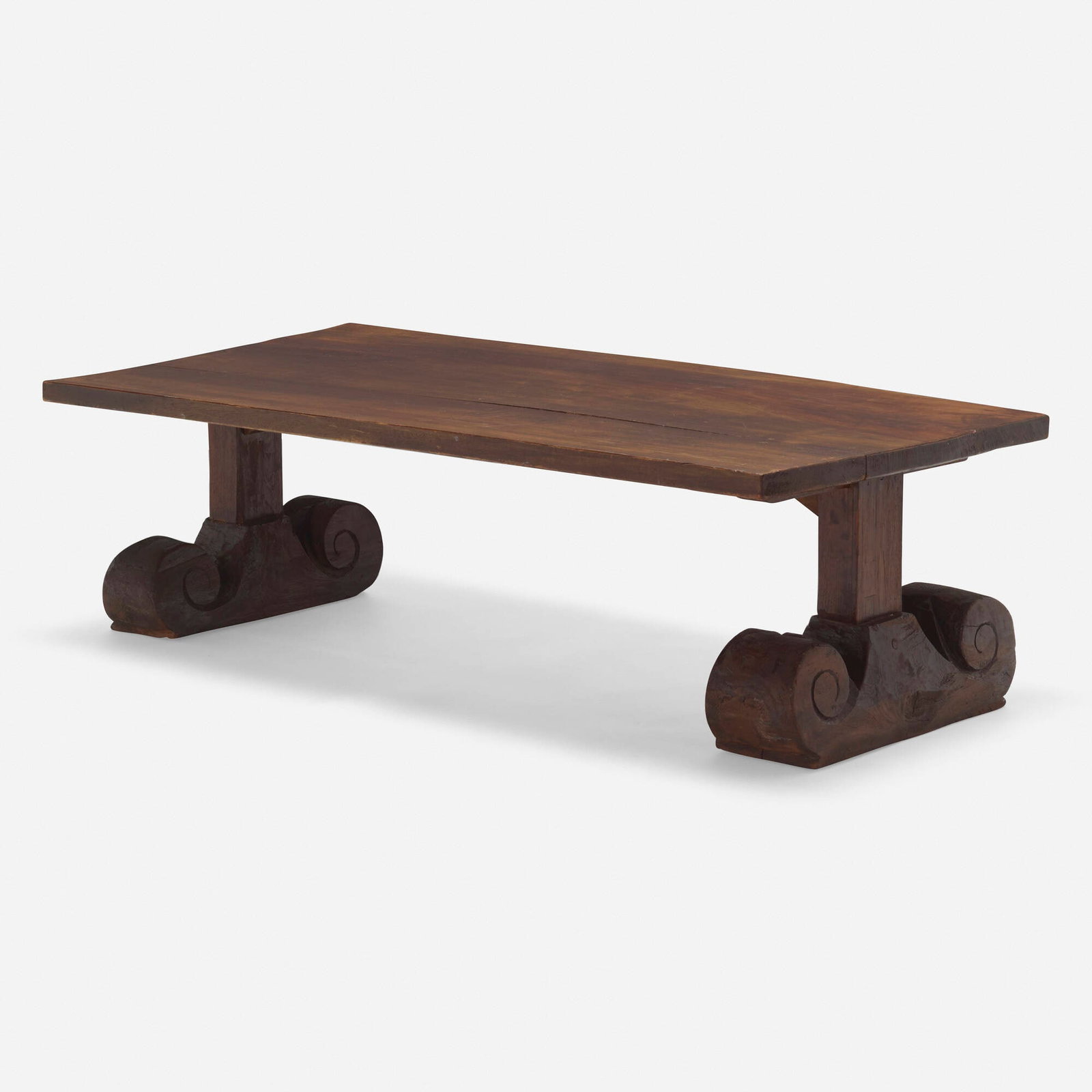 French, Coffee table: French Coffee table 19th century stained oak 17.75 h x 59 w x 29 d in (45 x 150 x 74 cm) This work will ship from Los Angeles, California.