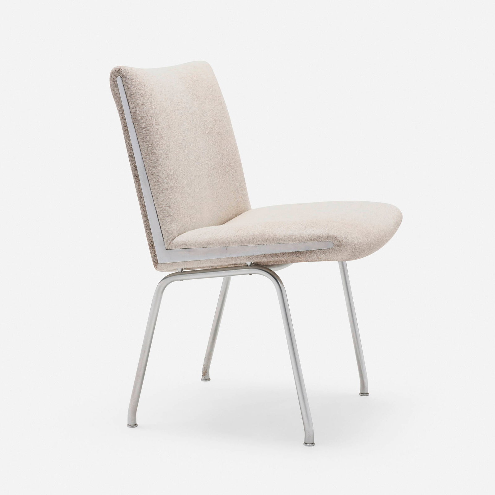 Hans J. Wegner, Airport chair, model AP38: Hans J. Wegner Airport chair, model AP38 A.P. Stolen Denmark, 1958 stainless steel, horse hide upholstery 31.25 h x 19.75 w x 22 d in (79 x 50 x 56 cm) Literature: Wegn