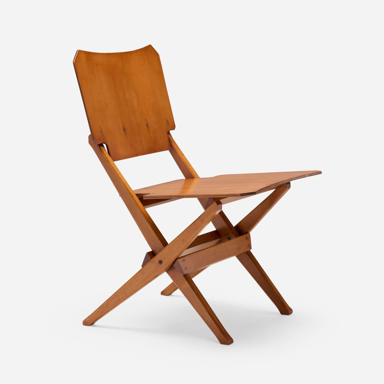 Franco Albini, Folding chair: Franco Albini Folding chair PoggiItaly, 1954mahogany, mahogany plywood, brass 30.25 h x 17.5 w x 22 d in (77 x 44 x 56 cm) Literature: Franco Albini: 1905-1977, P