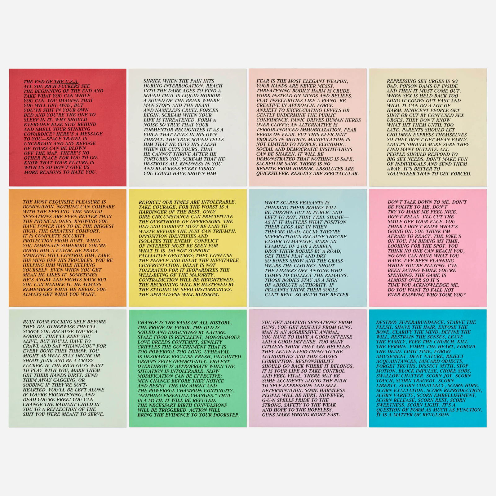 Jenny Holzer, Inflammatory Essays (twelve works) (1 of 3)