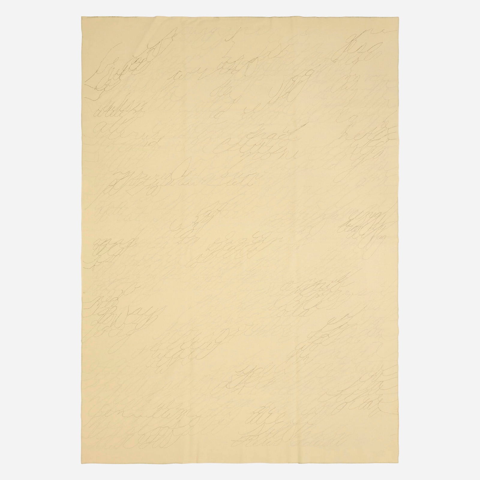 Ann Hamilton, Awaken: Ann Hamilton Awaken 2000wool, cotton thread, poem blanket: 81.625 h x 57.625 w in (207 x 146 cm) poem: 10 h x 15 w in (25 x 38 cm) Signed, dated, numbered and inscribed to verso 'AH 2000 11