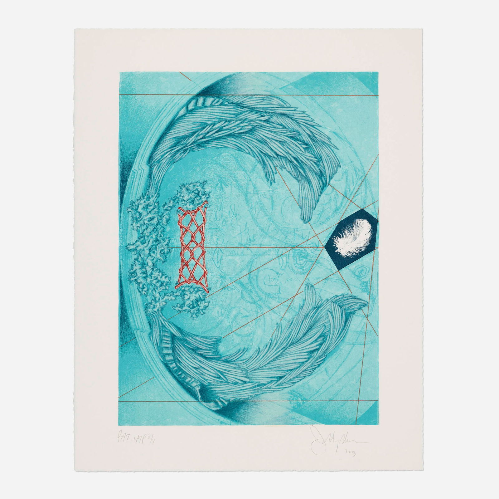 John Newman, Bluish Free Fall: John Newman Bluish Free Fall 2003lithograph in colors on BFK Rives image: 17.875 h x 13.25 w in (45 x 34 cm) sheet: 22.50 h x 17.875 w in (57 x 45 cm) Signed, dated and numbered to lower ed