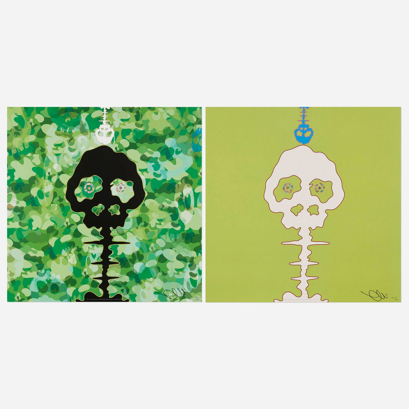 Takashi Murakami, Time Bokan (Green); Time (Camouflage Moss Green) (two works) (1 of 2)